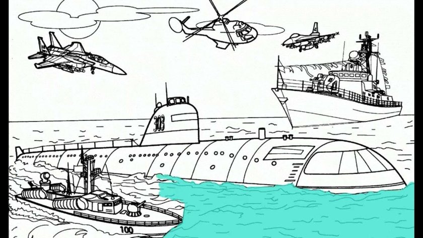 Подводная лодка к 19 раскраска