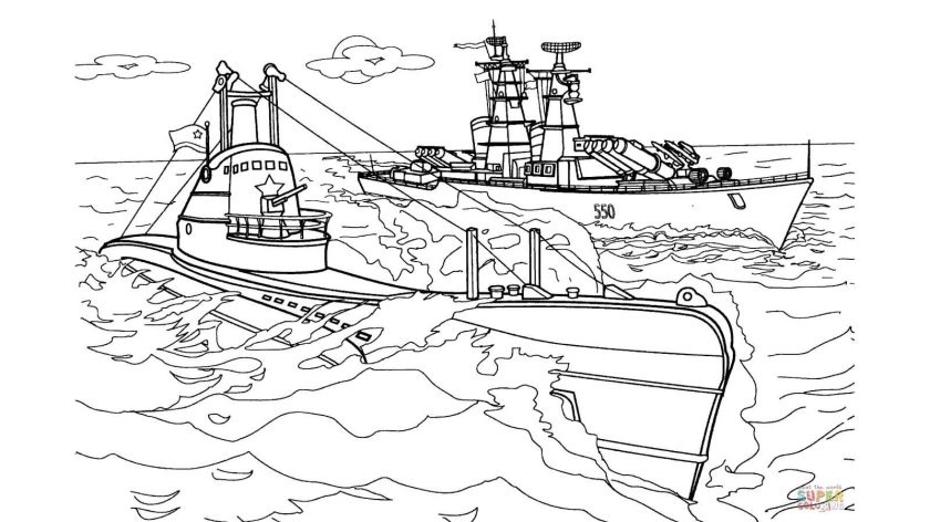 Корабли. Раскраска