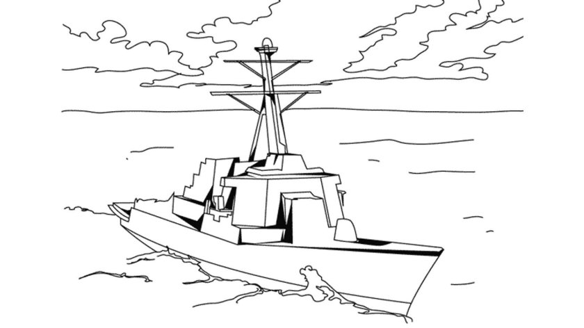 Военные корабли. Раскраска