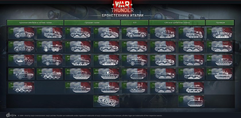 Ветка танков Италия War Thunder