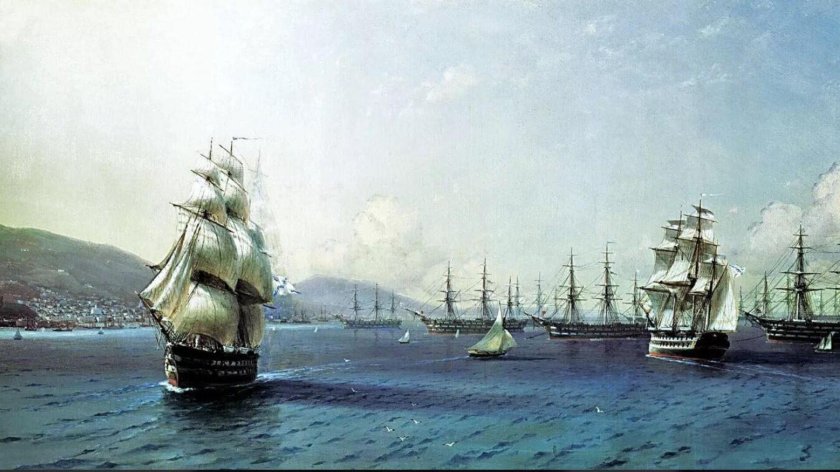 Айвазовский Черноморский флот в Феодосии 1839