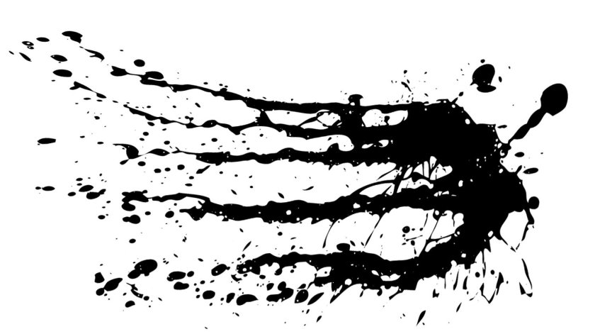 Черные брызги на прозрачном фоне