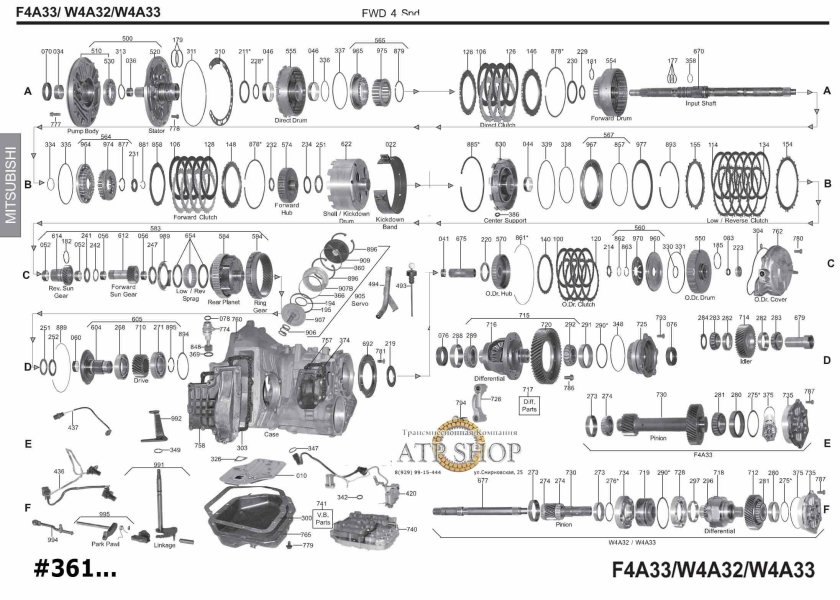 Схема гидроблока АКПП f4a33