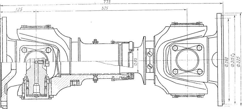 Вал карданный 325.10.100 чертеж