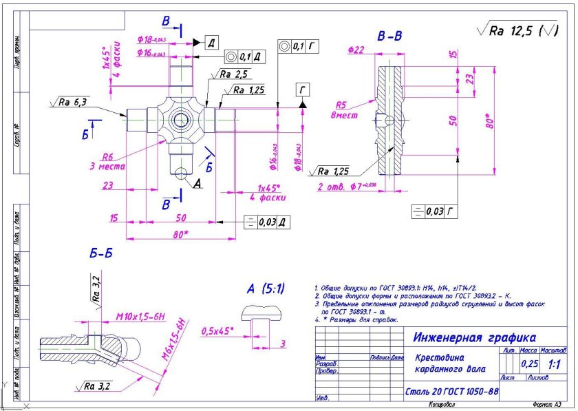 Крестовина карданного вала ВАЗ 2106 чертеж