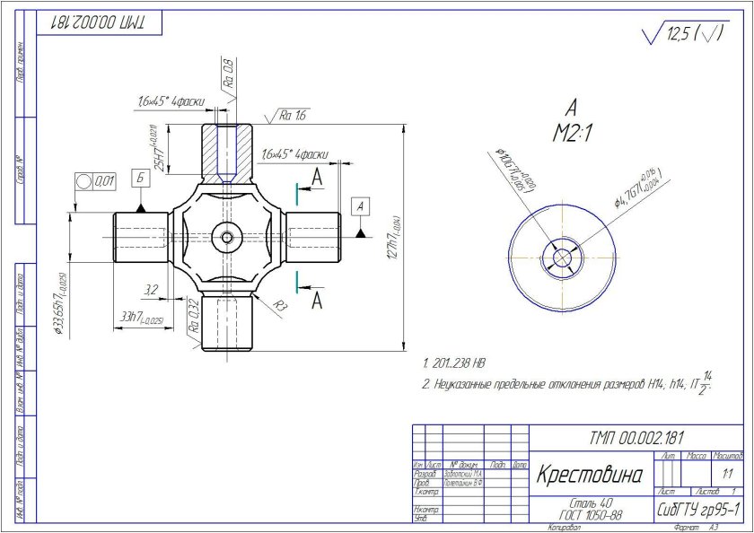 Крестовина карданного вала чертеж