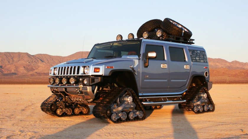 Hummer h2 на гусеницах