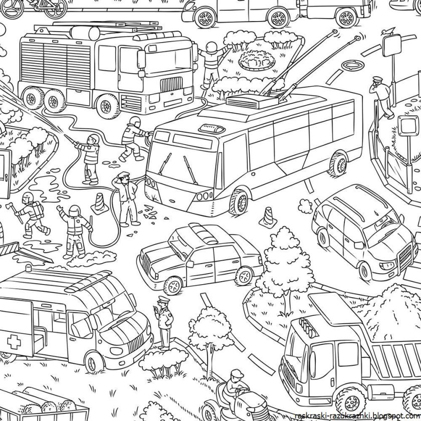 Машины-помощники. Раскраска
