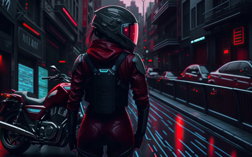 Девушка в шлеме мотоциклетном нейросеть