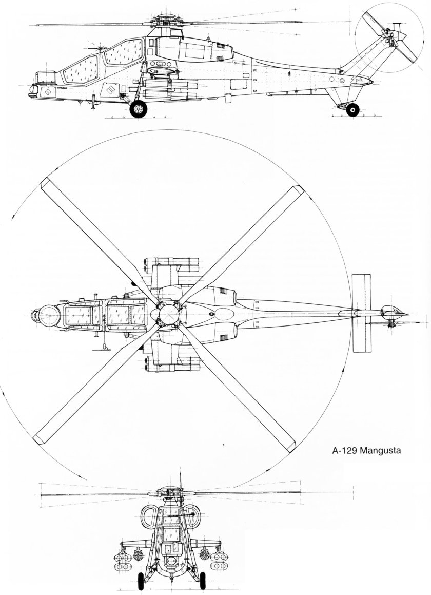 Чертежи вертолета a-129 Mangusta