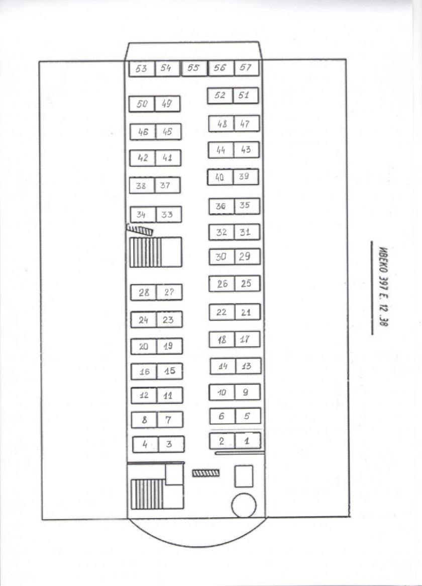 Автобус Higer 49 расположение мест