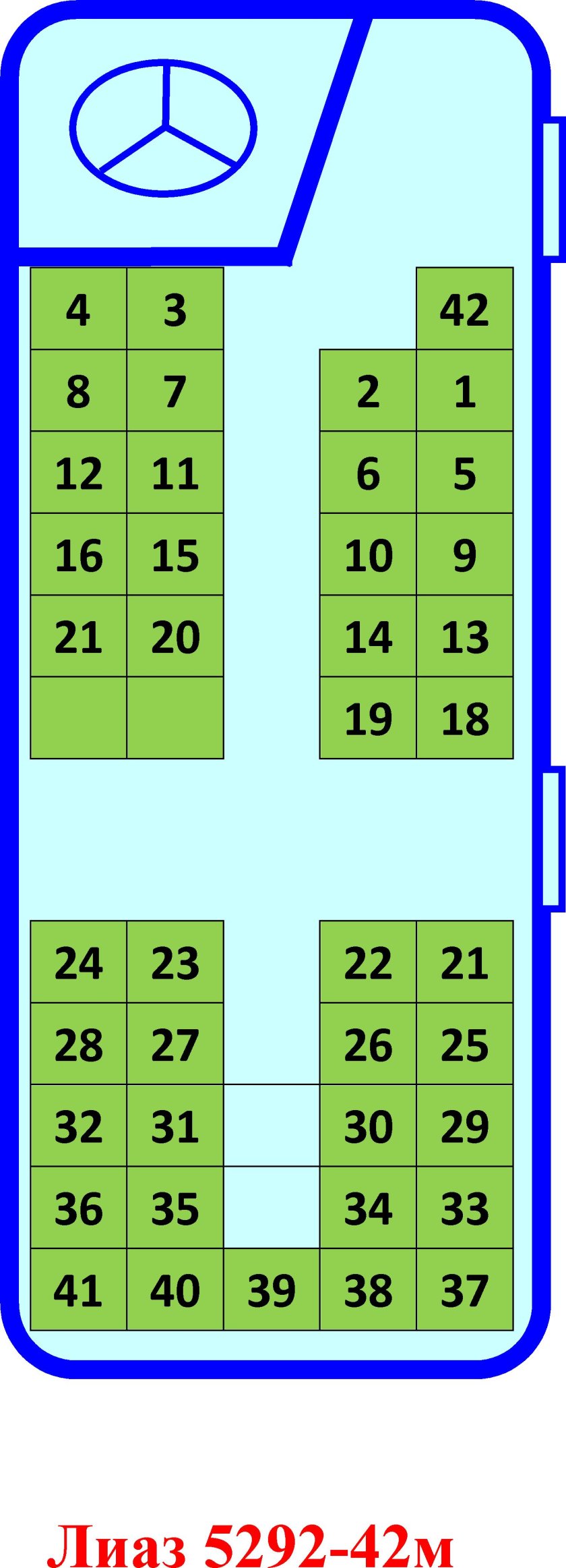 Схема расположения мест в автобусе