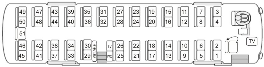 Автобус Ютонг 51 места схема рассадки
