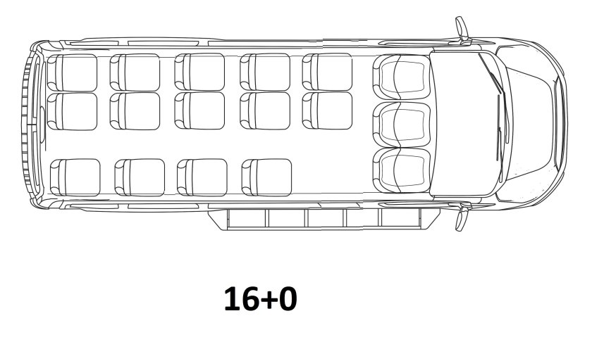 Схема салона Форд Транзит 17 мест