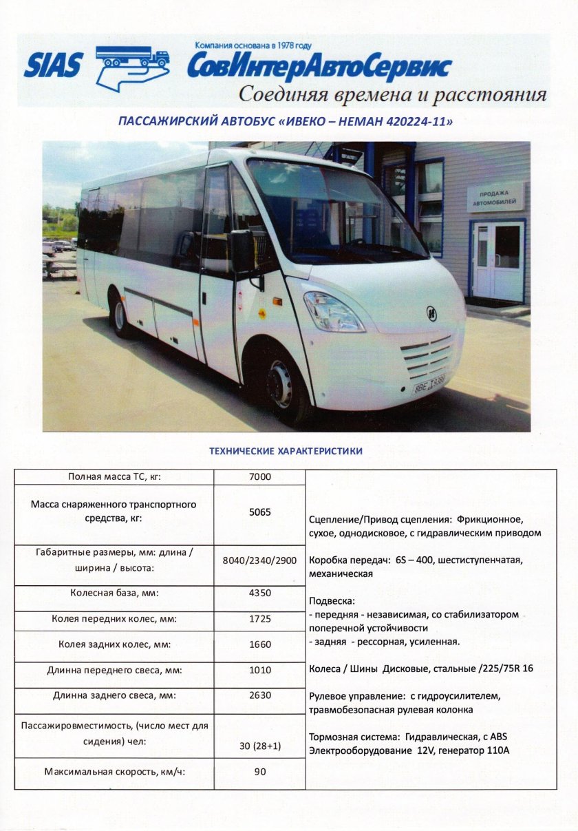Автобус Неман 420224-11 технические характеристики