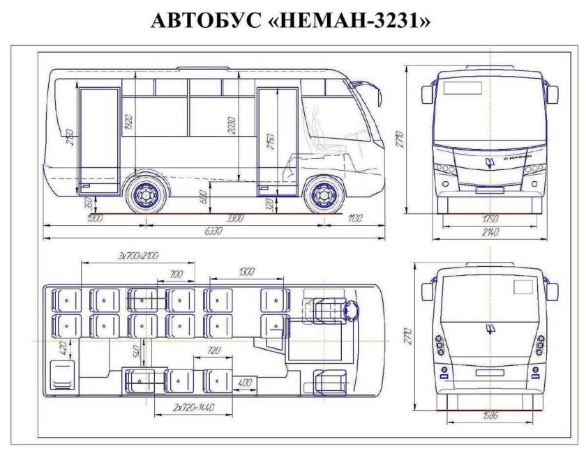 МАЗ-256 автобус габариты