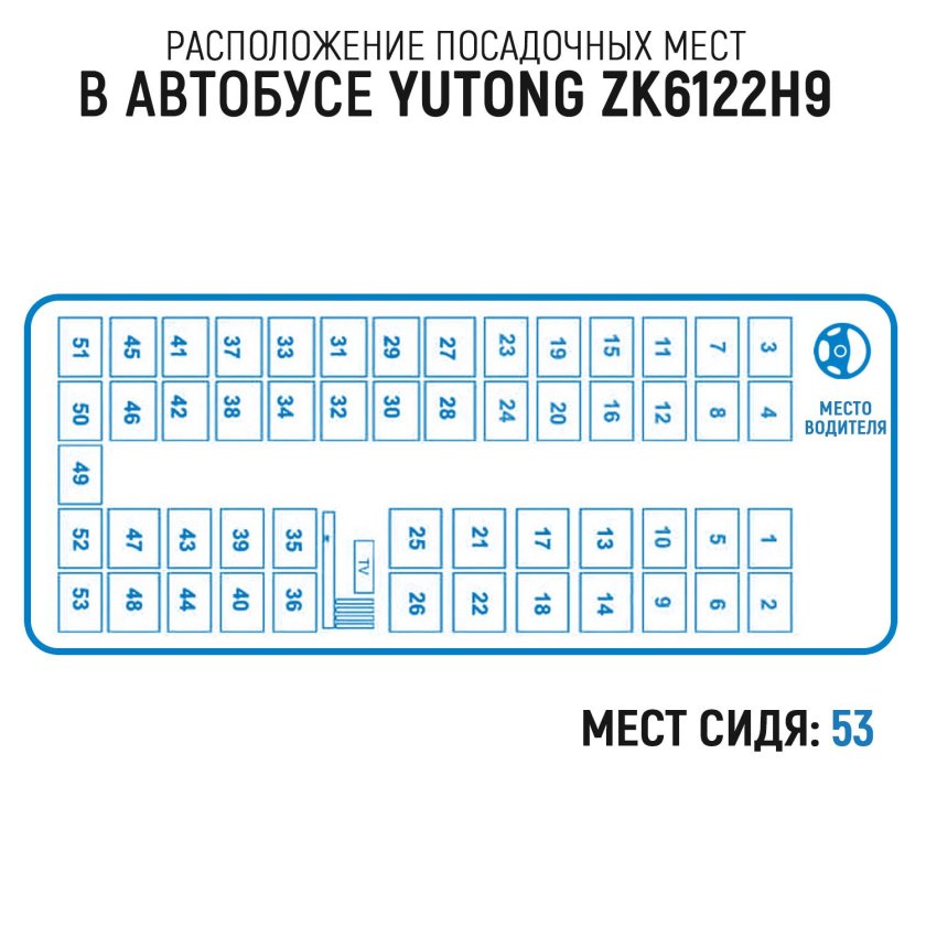 Хайгер автобус 49 мест расположение