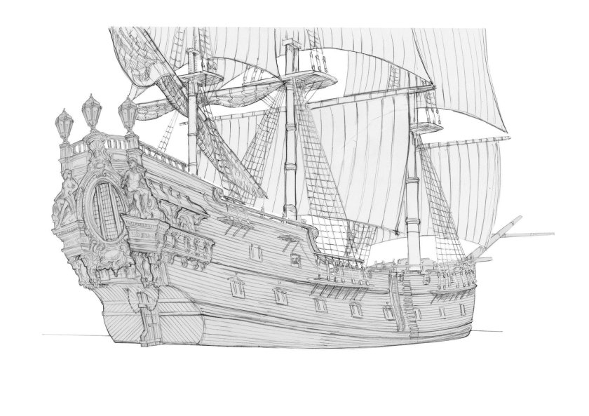 Раскраска пираты Карибского моря черная Жемчужина