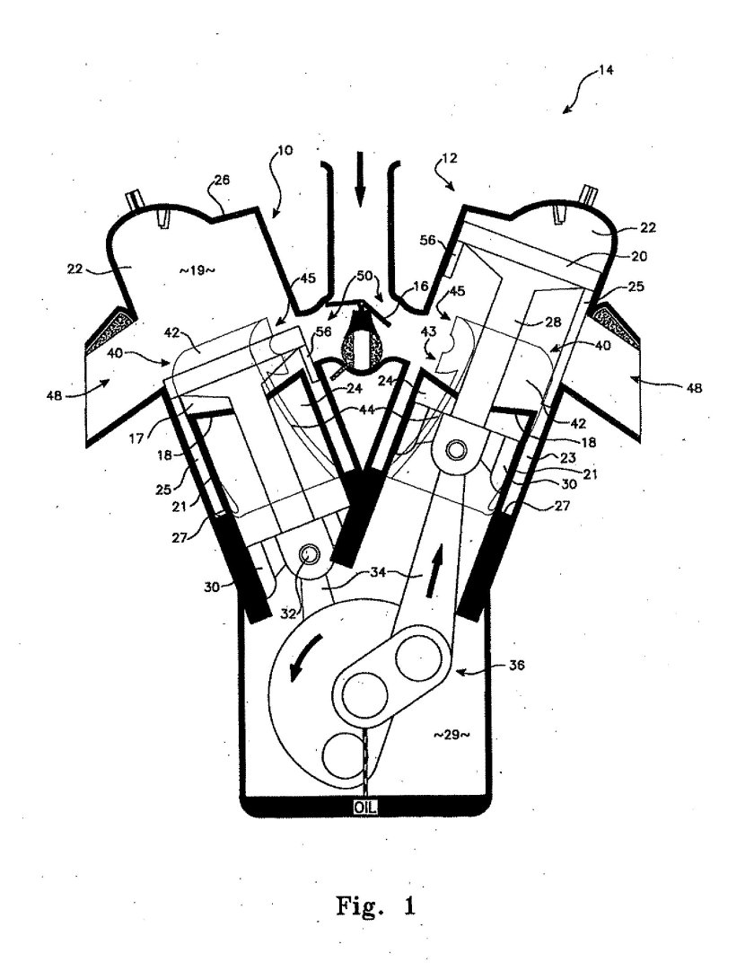 Схема двухцилиндрового v-образного двигателя