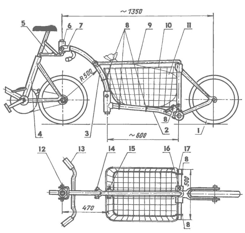Велоприцеп Пчелка чертеж