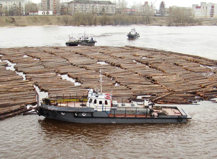 Молевой сплав леса по рекам