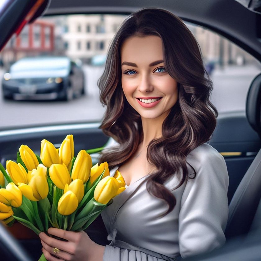 Девушка с тюльпанами