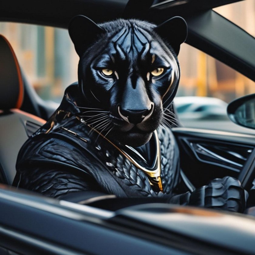 Черная пантера в черном панамера