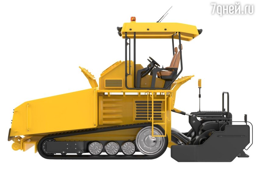 Асфальтоукладчик на прозрачном фоне