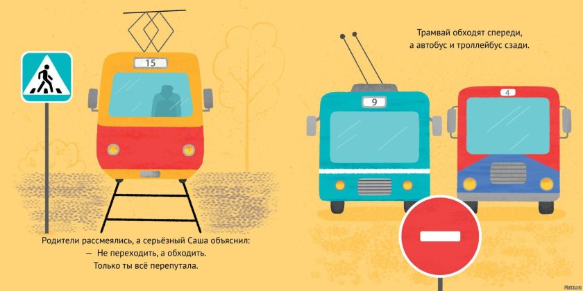 Обходи автобус сзади а трамвай спереди