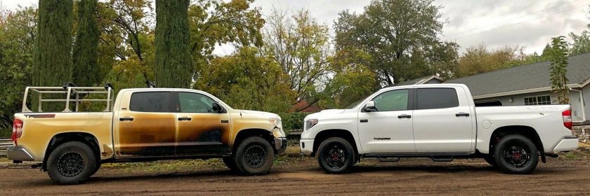 Тойота тундра пожар в Калифорнии