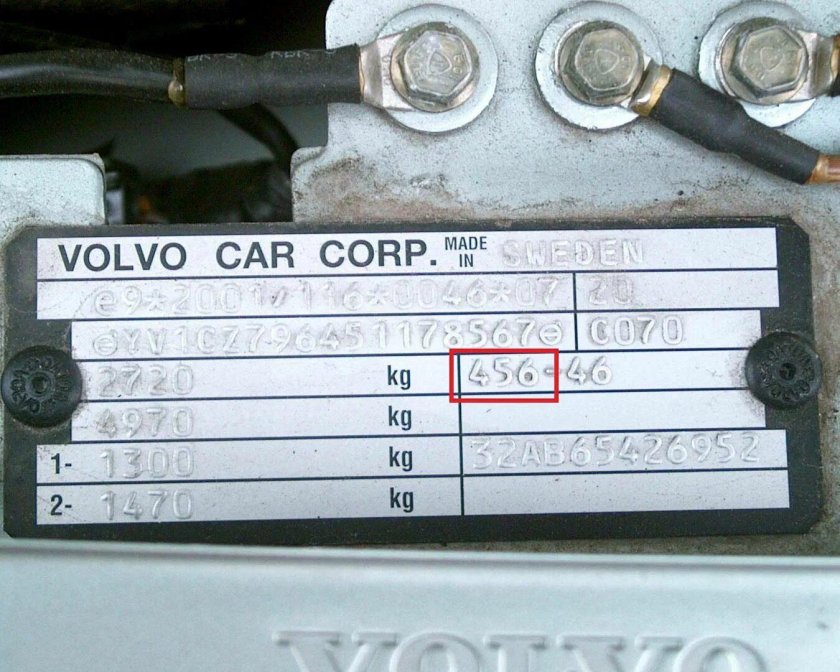 VIN табличка Volvo xc70