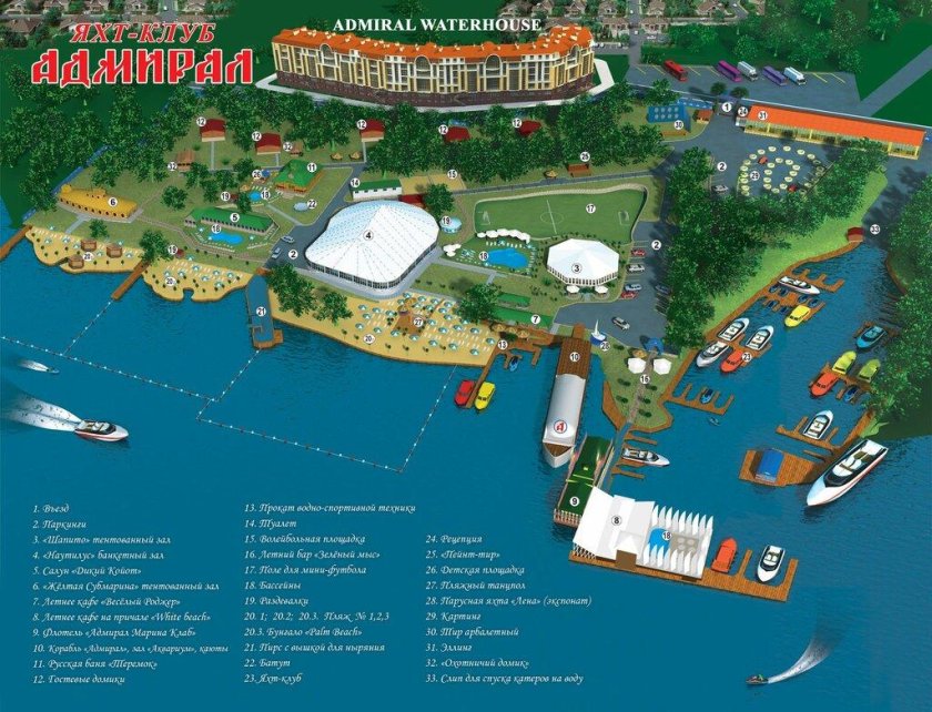 Яхт-клуб Адмирал, деревня грибки