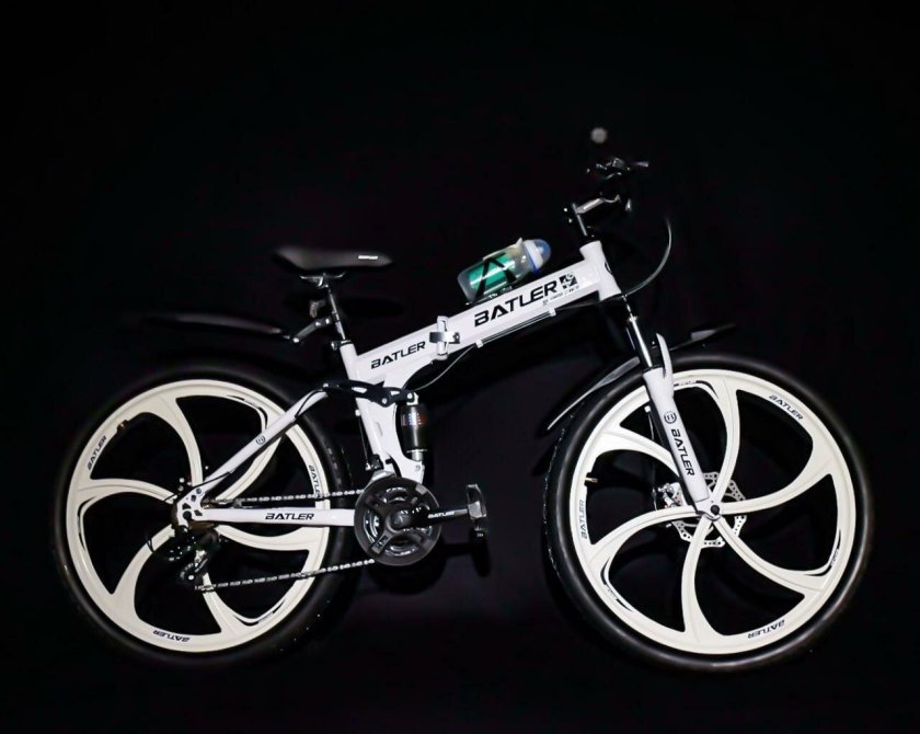 Велосипед на литых дисках складной зеленый