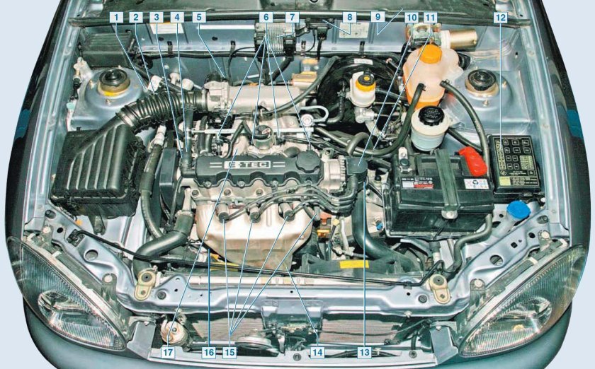 Шевроле Ланос 1.5 под капотом