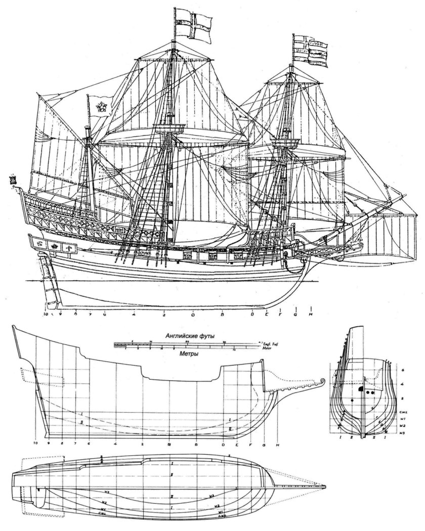 Галеон Золотая Лань чертежи