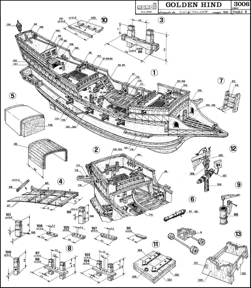 Чертежи корабля Золотая Лань