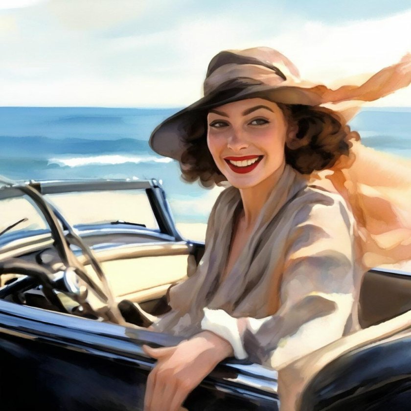 Женщина в кабриолете