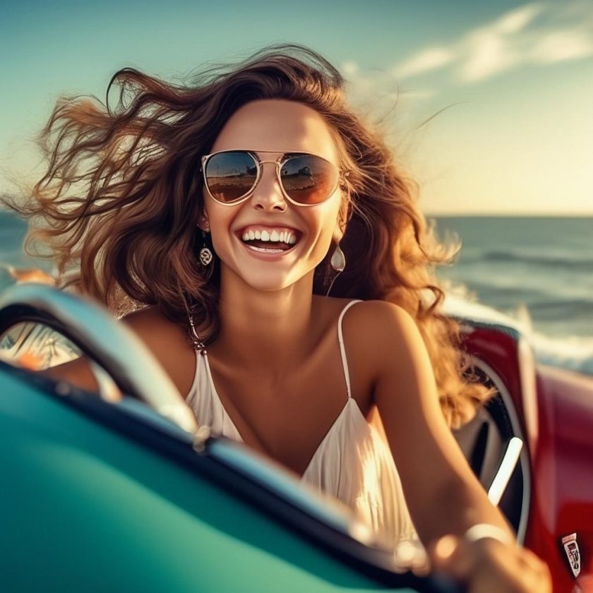 В кабриолете