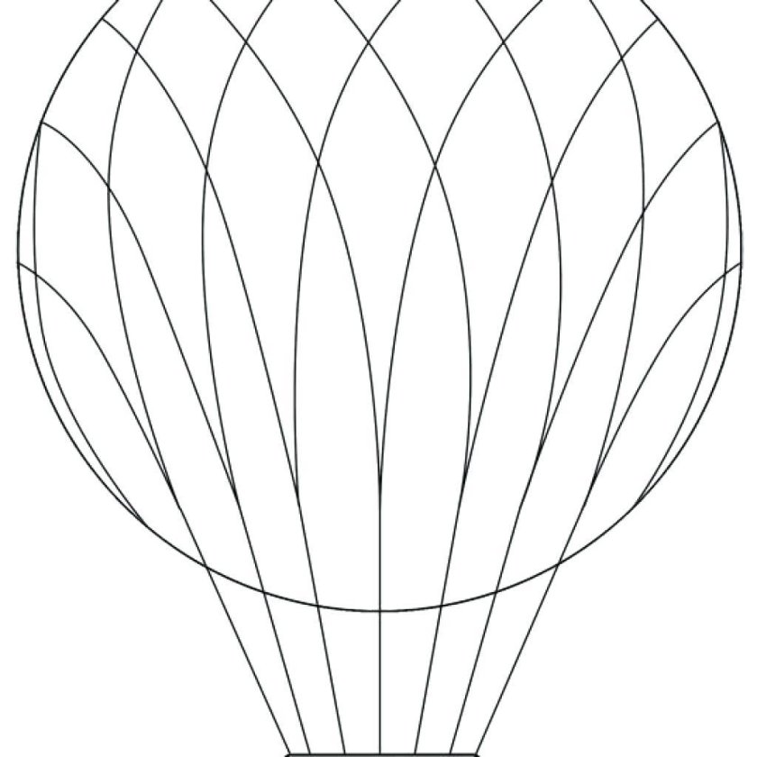 Воздушный шар с корзиной трафарет
