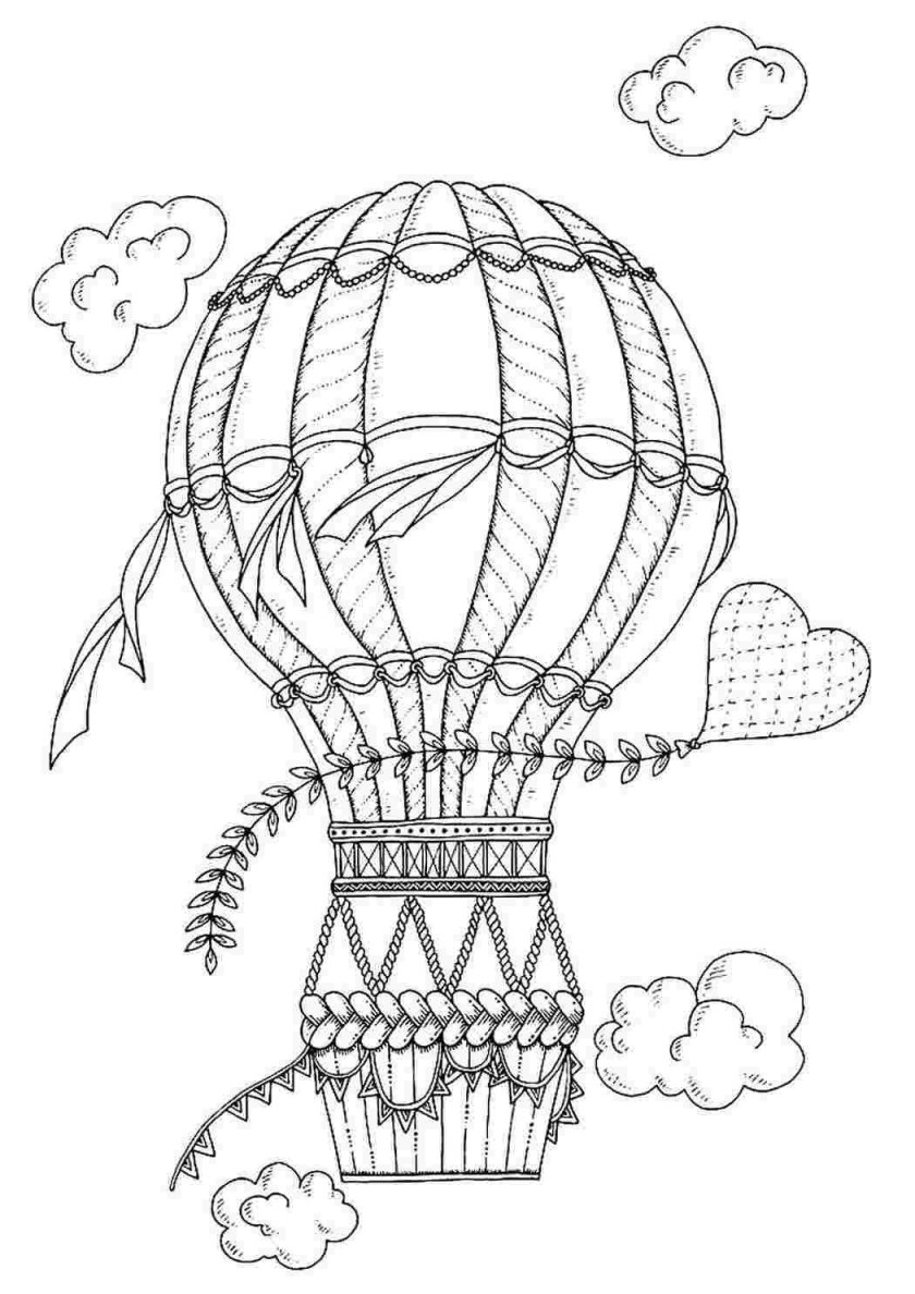 Раскраска воздушный шар с корзиной