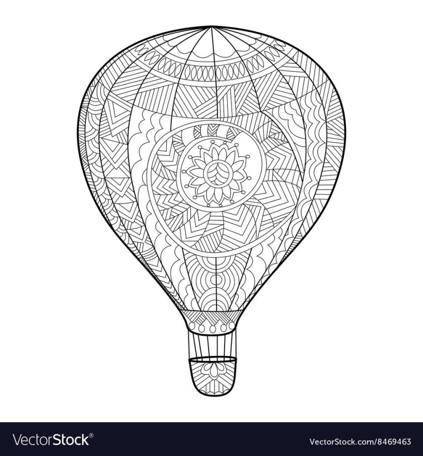 Раскраска воздушный шар с корзиной