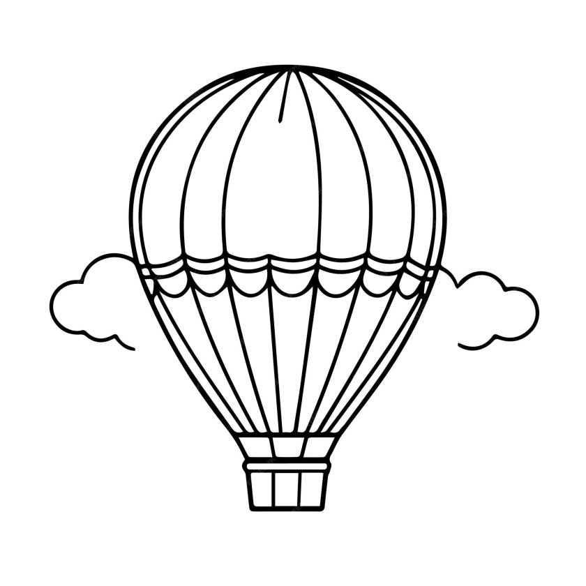 Воздушный шар с корзиной раскраска
