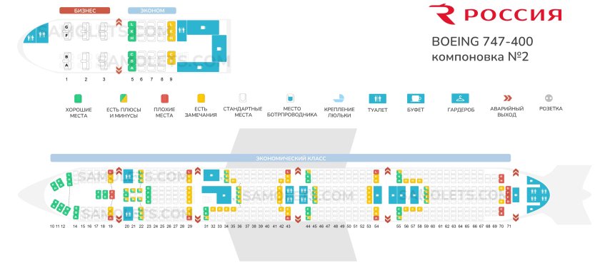 Боинг 747 400 схема салона Россия
