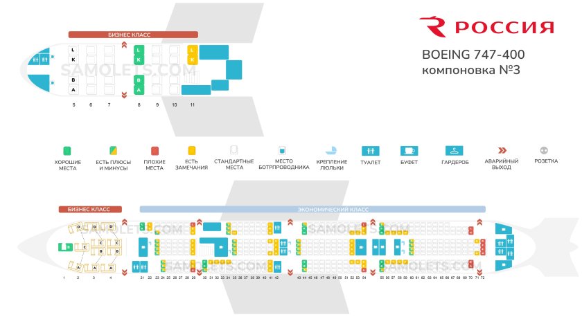 Схема мест в самолете Боинг 747-400