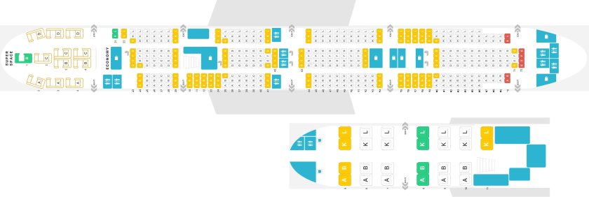 Салон самолета Боинг 747 схема салона