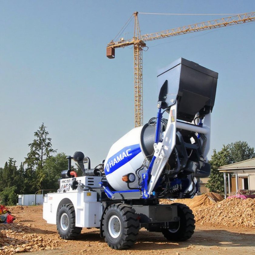 Мобильный бетоносмеситель с самозагрузкой