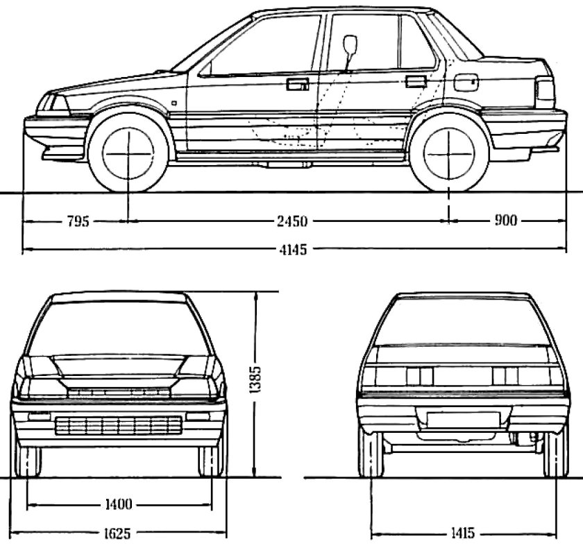 Honda Civic EF sedan чертеж