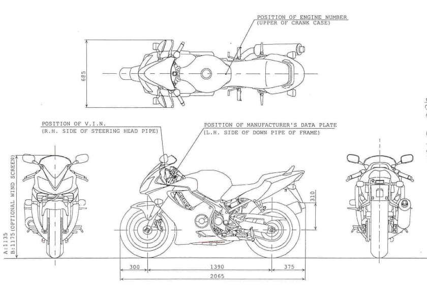 Габариты Хонда СБР 600ф4