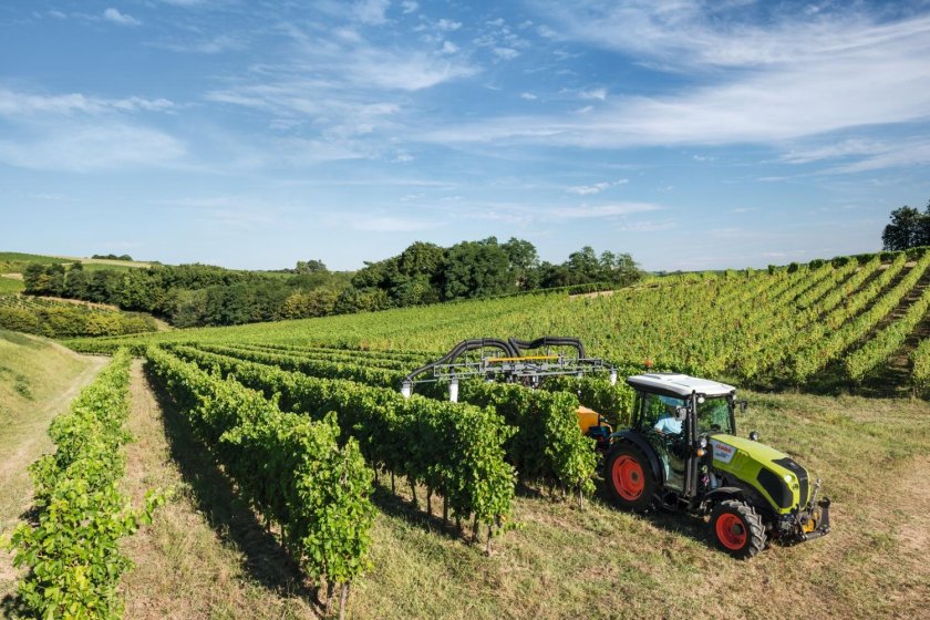 Трактор на винограднике