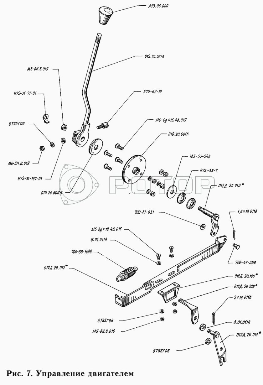 Рычаги управления КМЗ 012